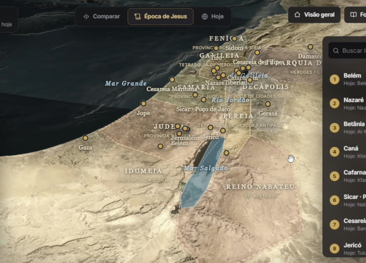 Mapa 3D da Terra Santa no CEOLocalBiblico.ai